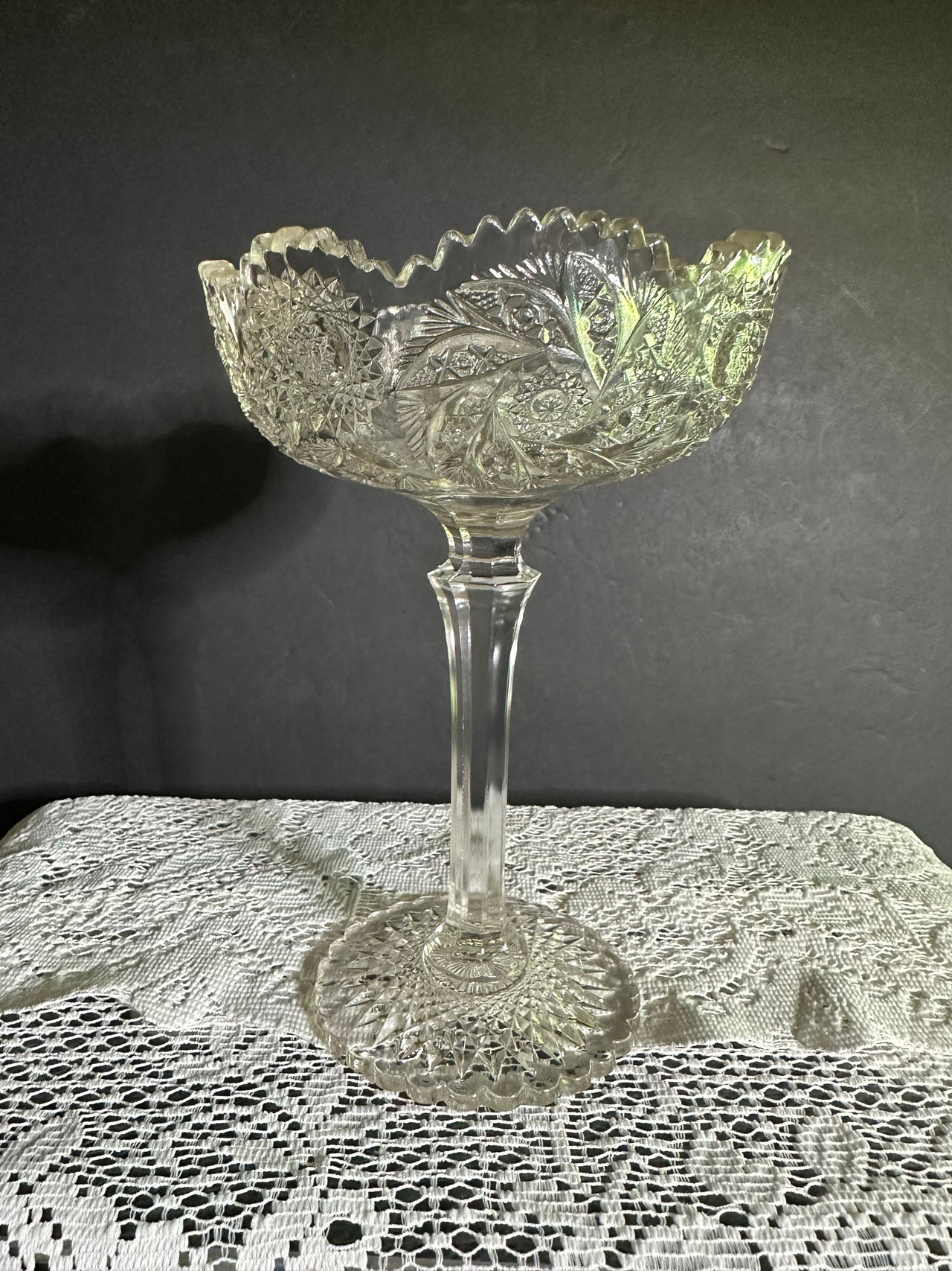 Westmoreland Paddle Wheel Compote/Candy Clear Glass Dish Antique Circa 1906
