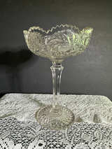 Westmoreland Paddle Wheel Compote/Candy Clear Glass Dish Antique Circa 1906 - Image 1