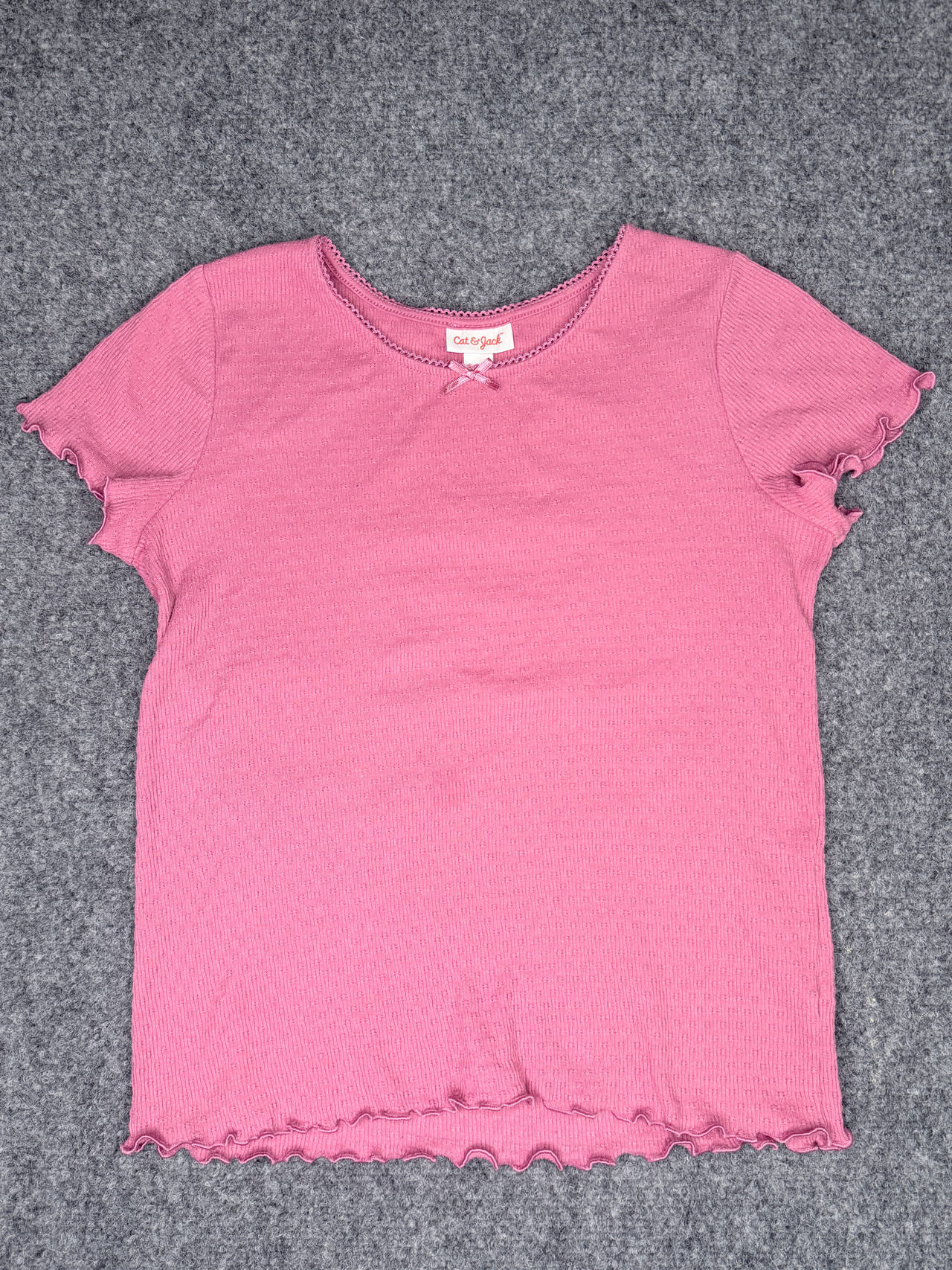 Cat & Jack Girls' Ribbed Short Sleeve T-Shirt with Lettuce Edge