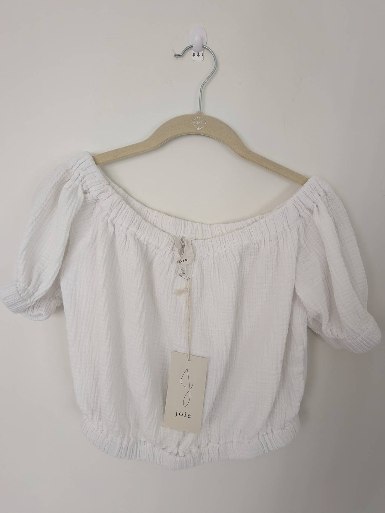 Joie White Gauze Off-The-Shoulder Crop Top