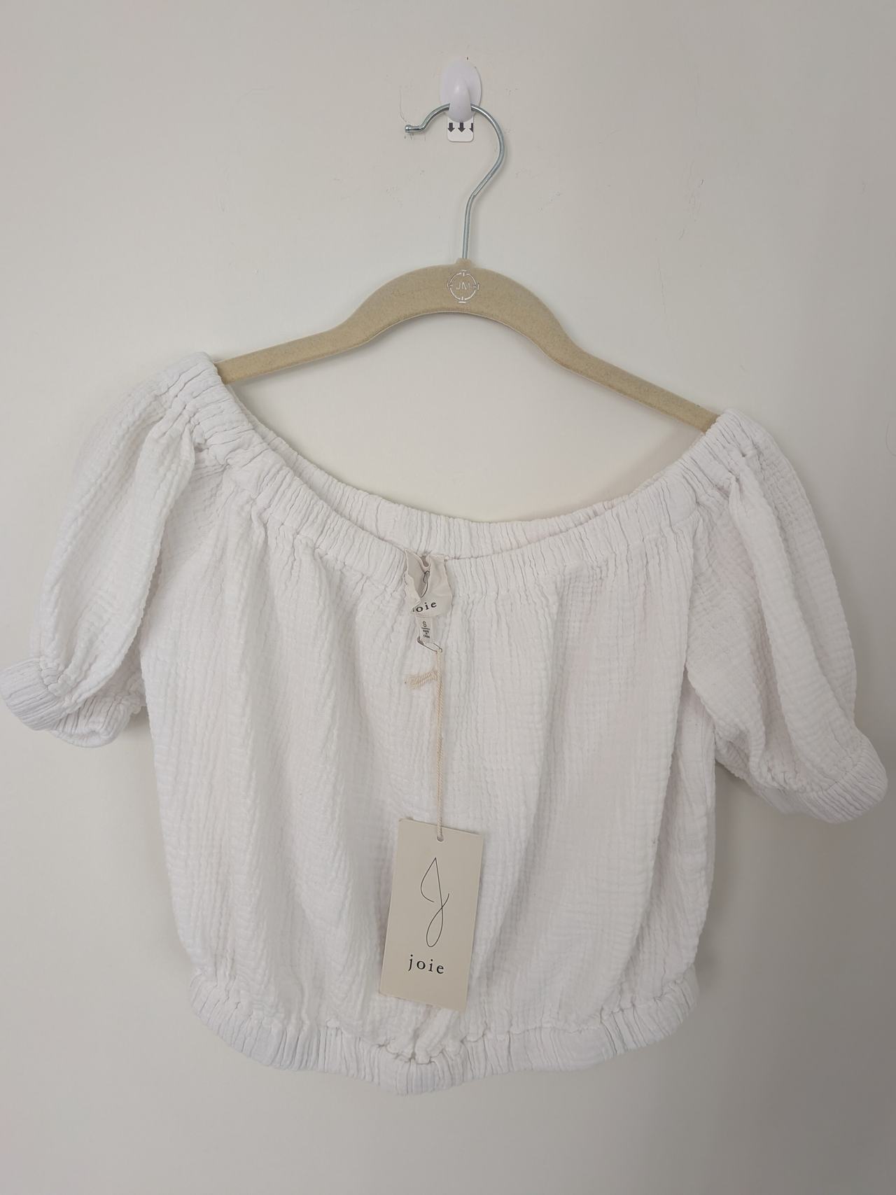 Joie White Gauze Off-The-Shoulder Crop Top