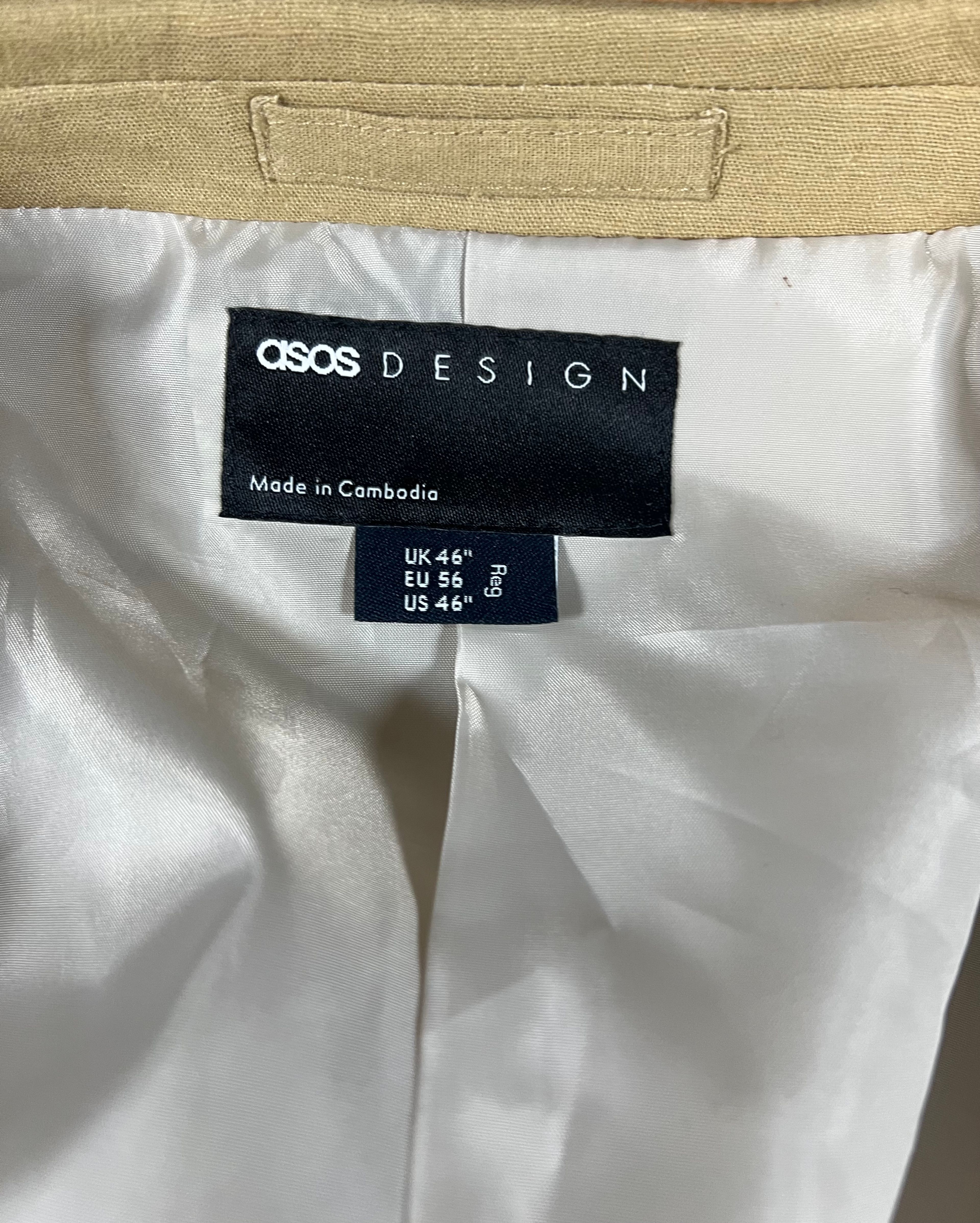 ASOS Men's Slim Fit Tan Cotton Blazer Sport Coat - Image 5