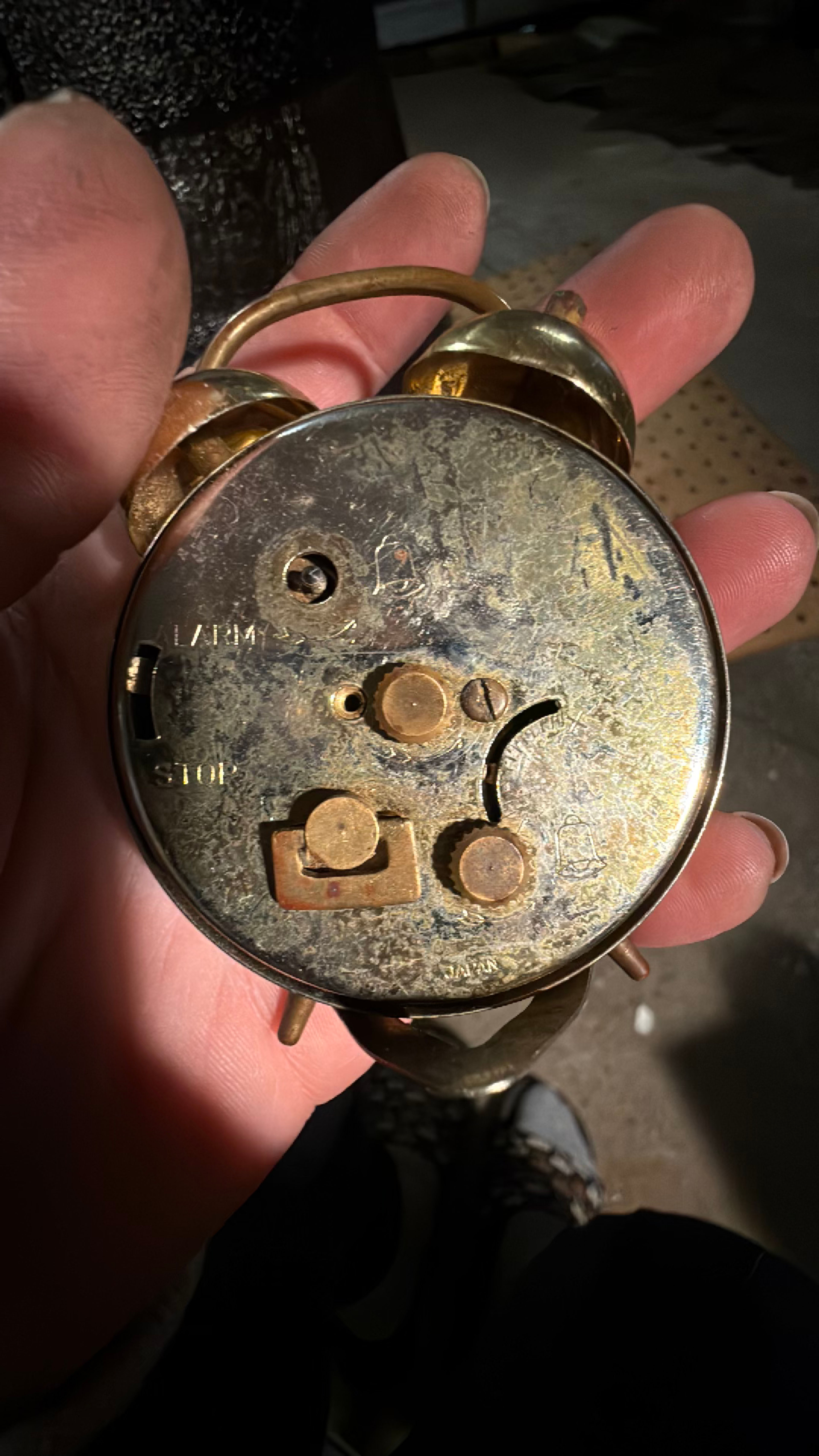 Bulova Wind-Up Twin Bell Alarm Clock Brass - Image 2