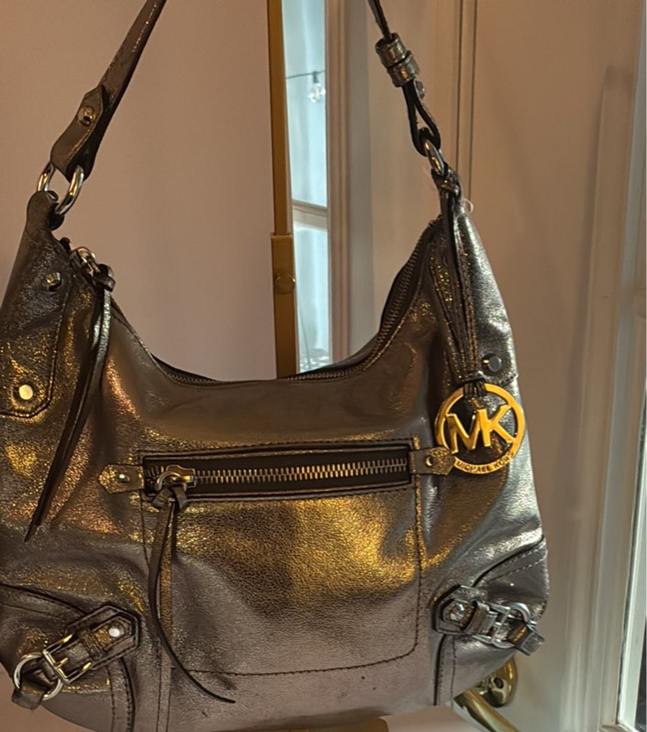 Michael Kors Bedford Metallic Leather Hobo Bag