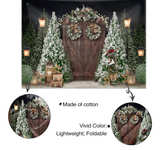 Mocsicka 7x5ft Christmas Photography Backdrop Winter Rustic Wood Door Background - Image 5
