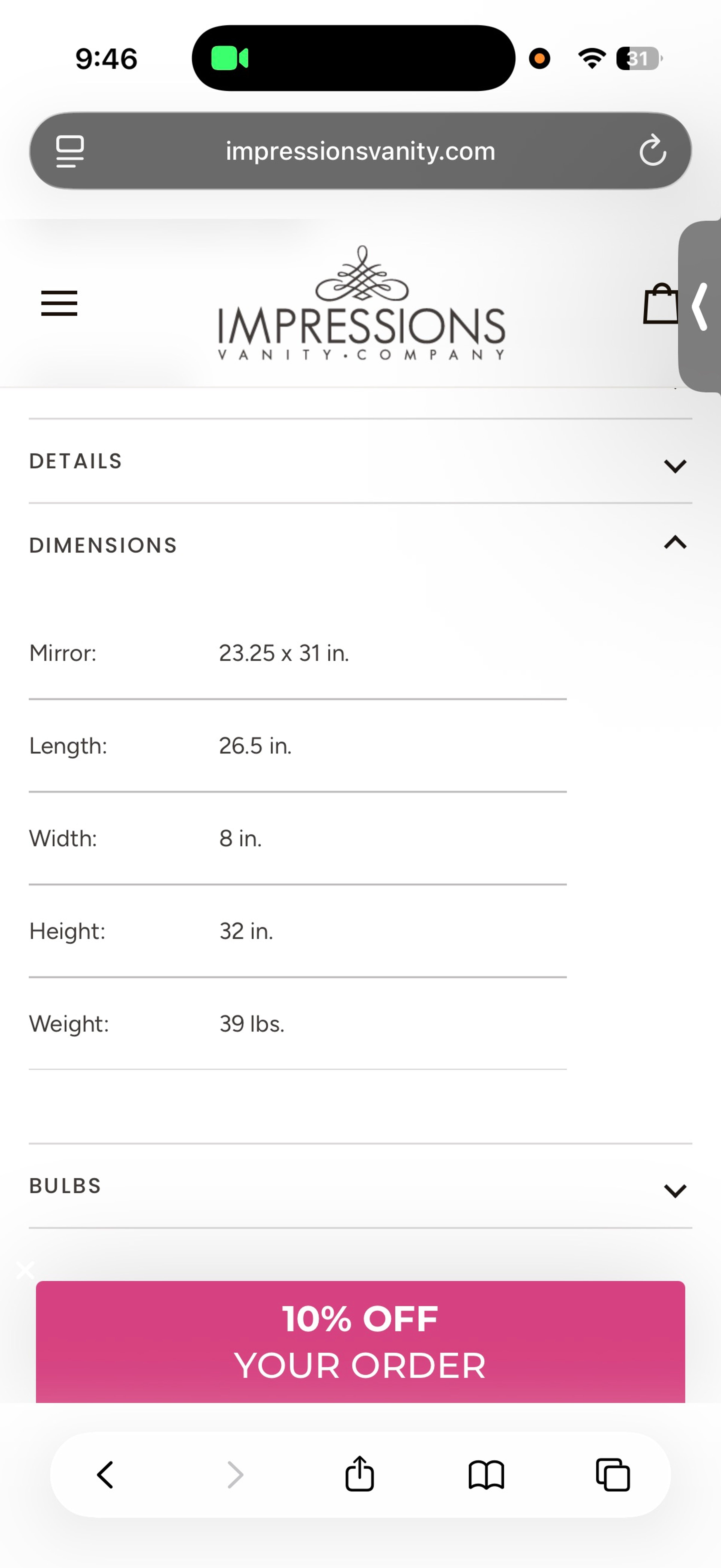 Impressions Vanity Hollywood Glow XL Vanity Mirror - Image 3