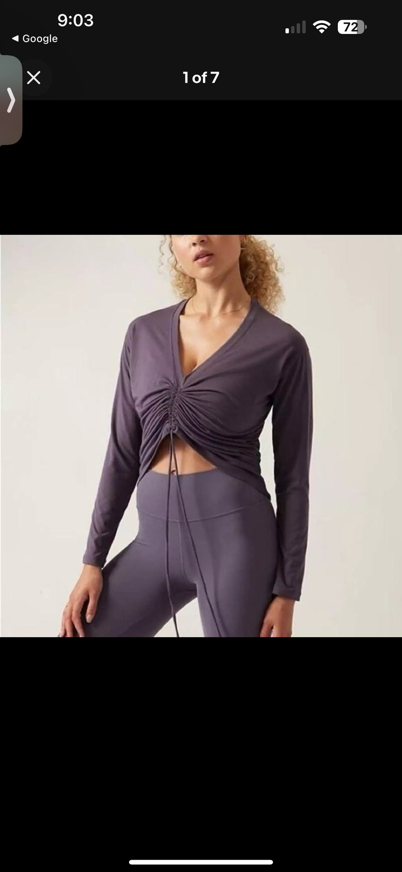 Athleta Women's Ruched Long Sleeve Crop Top Small Purple 