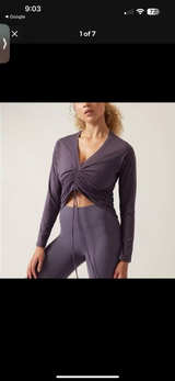 Athleta Women's Ruched Long Sleeve Crop Top Small Purple  - Image 1