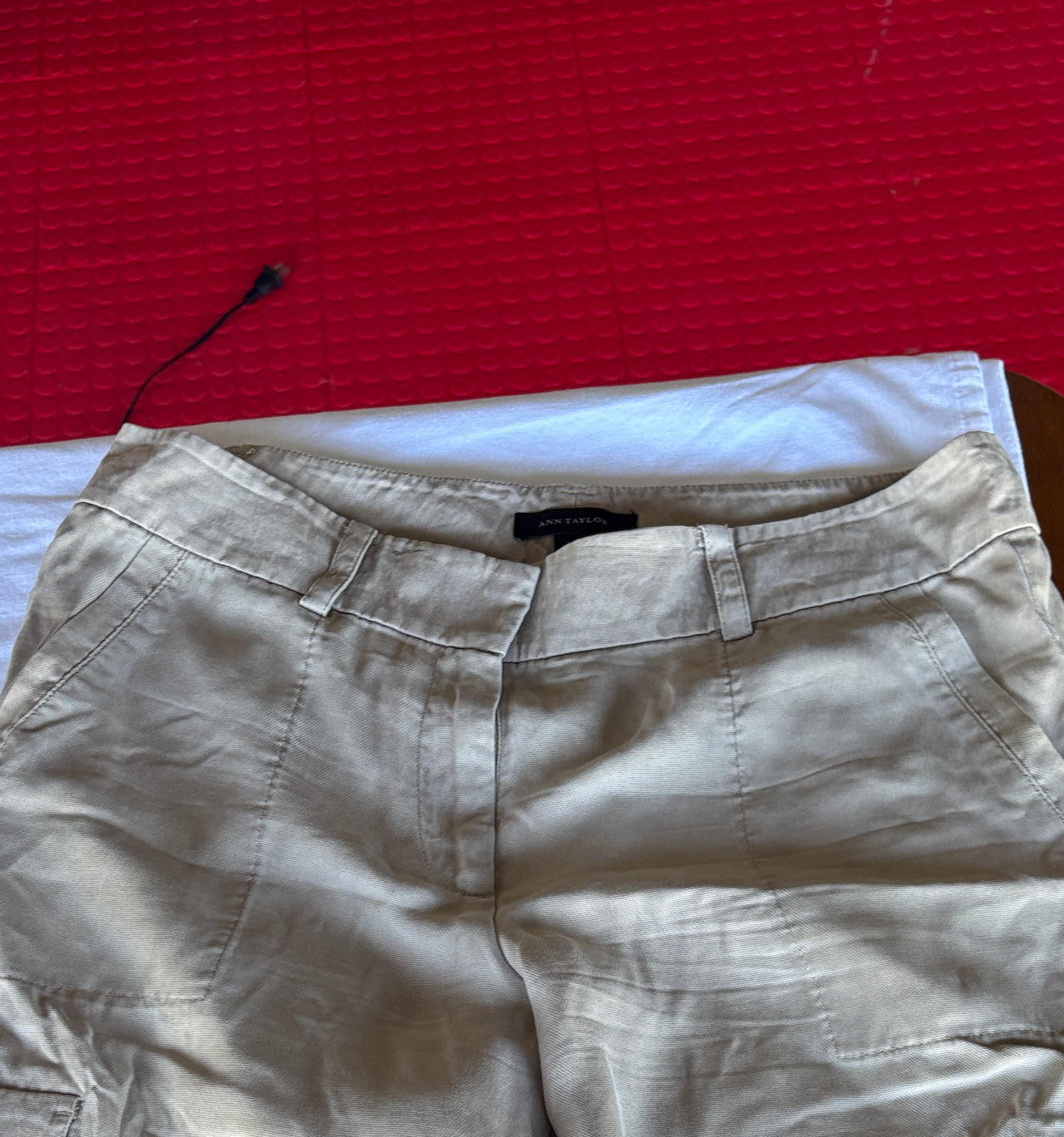 Ann Taylor Khaki Linen Blend Cargo Pants
