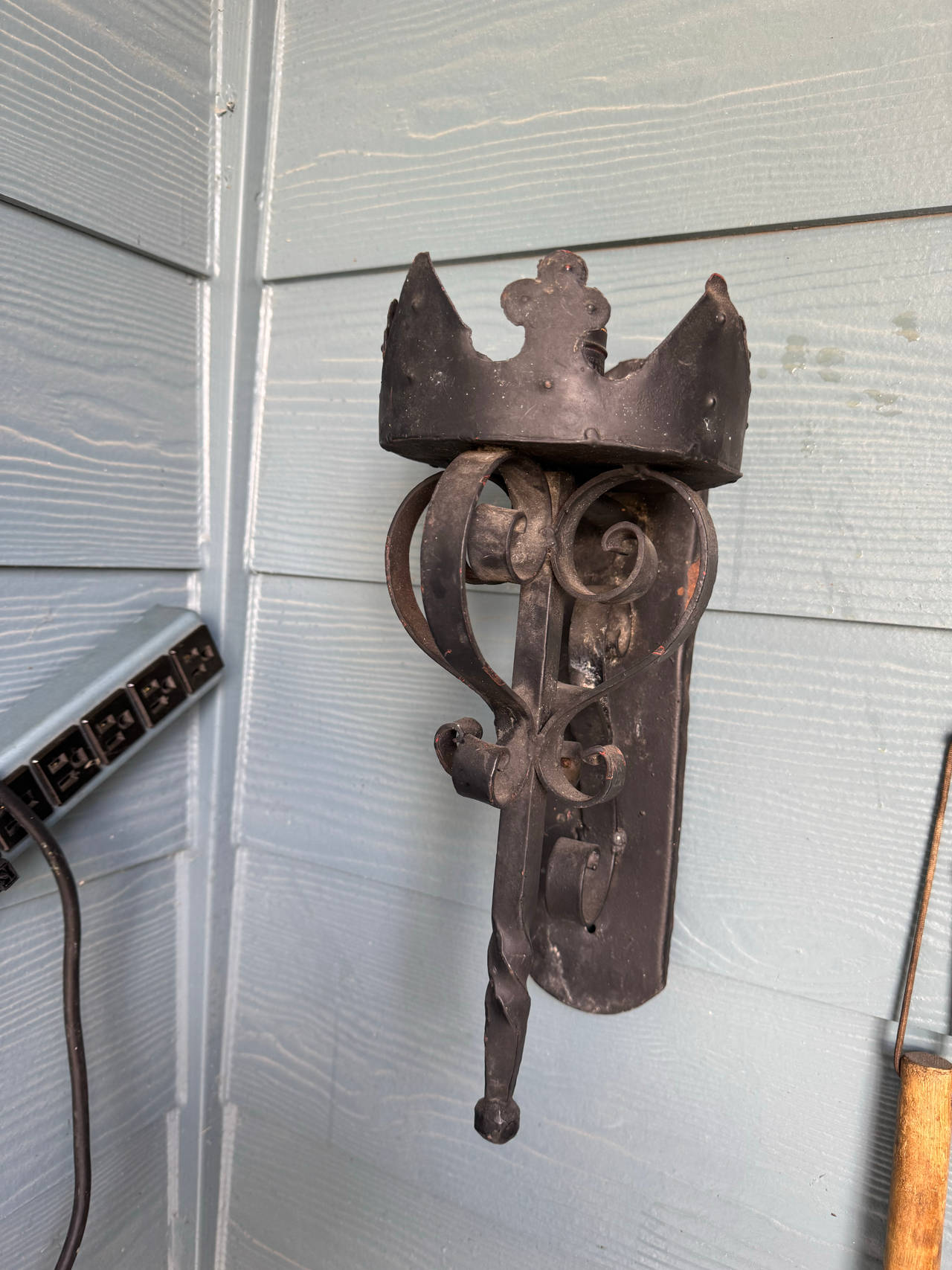 Pair of Vintage Wrought Iron Crown Wall Sconce