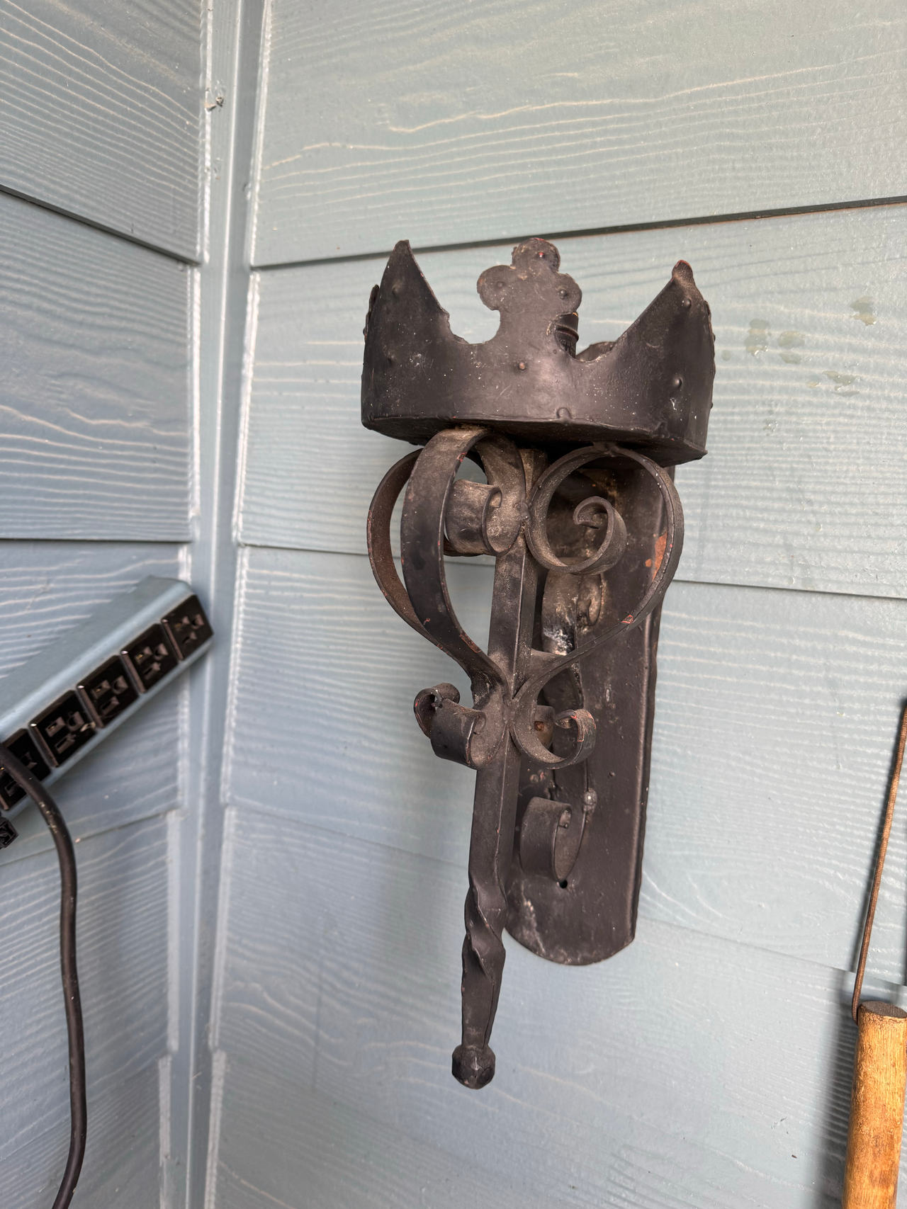 Pair of Vintage Wrought Iron Crown Wall Sconce