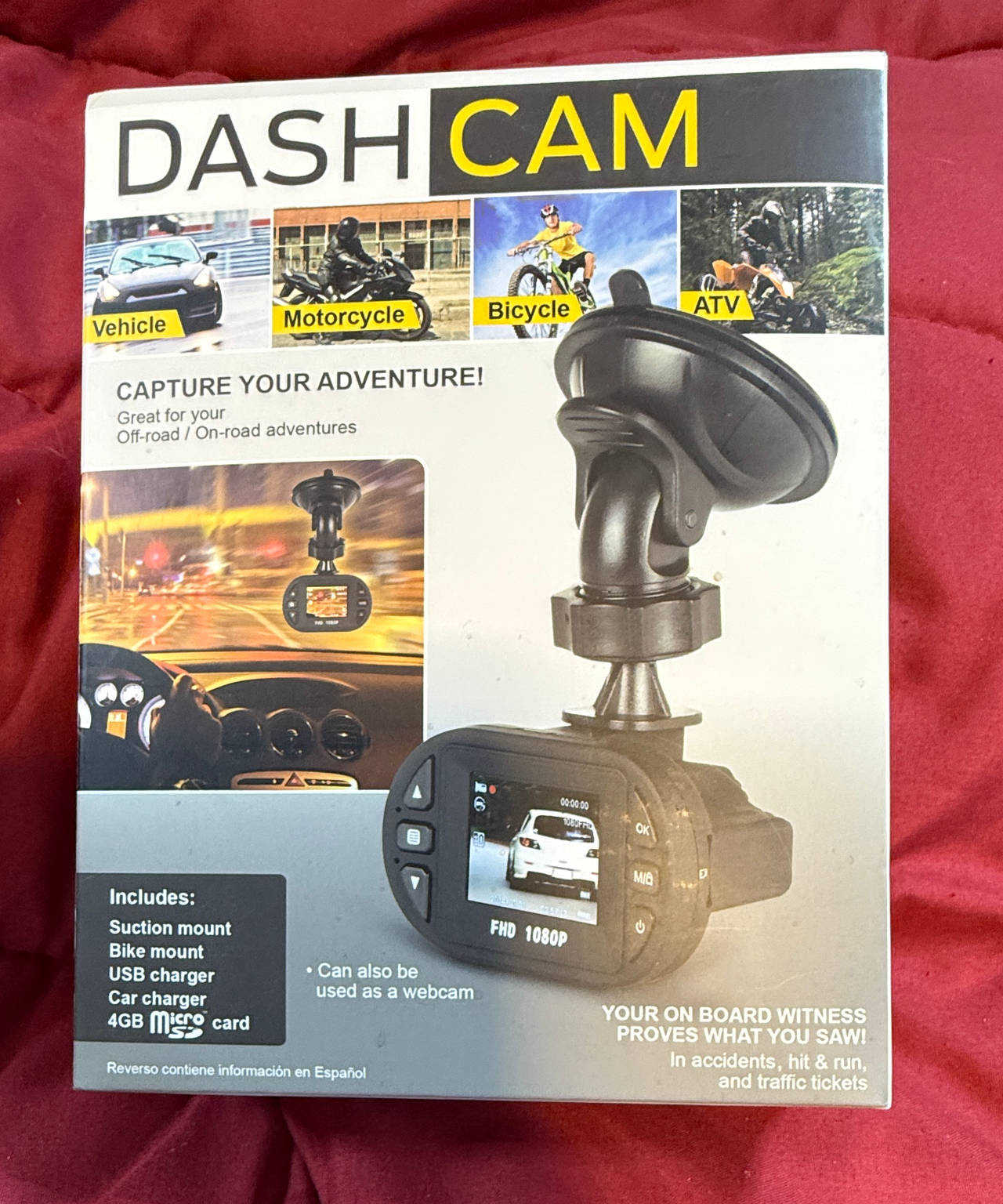 FHD 1080P Dash Cam with Suction and Bike Mounts