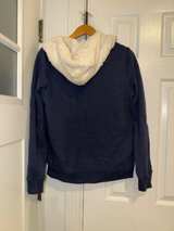 Hollister Faux Fur Lined Full Zip Hoodie Navy Large Winter Cozy Y2K - Image 2