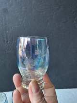 Vintage Blue Iridescent Etched Juice Glasses - Image 2