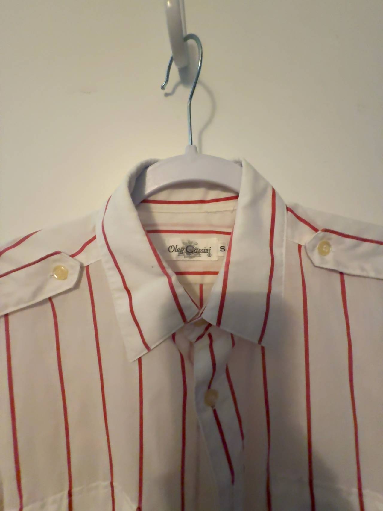 Oleg Cassini Men's Red & White Stripe Shirt