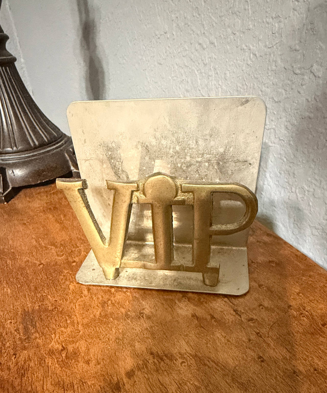 Vintage Brass VIP Letter Holder Desk Organizer