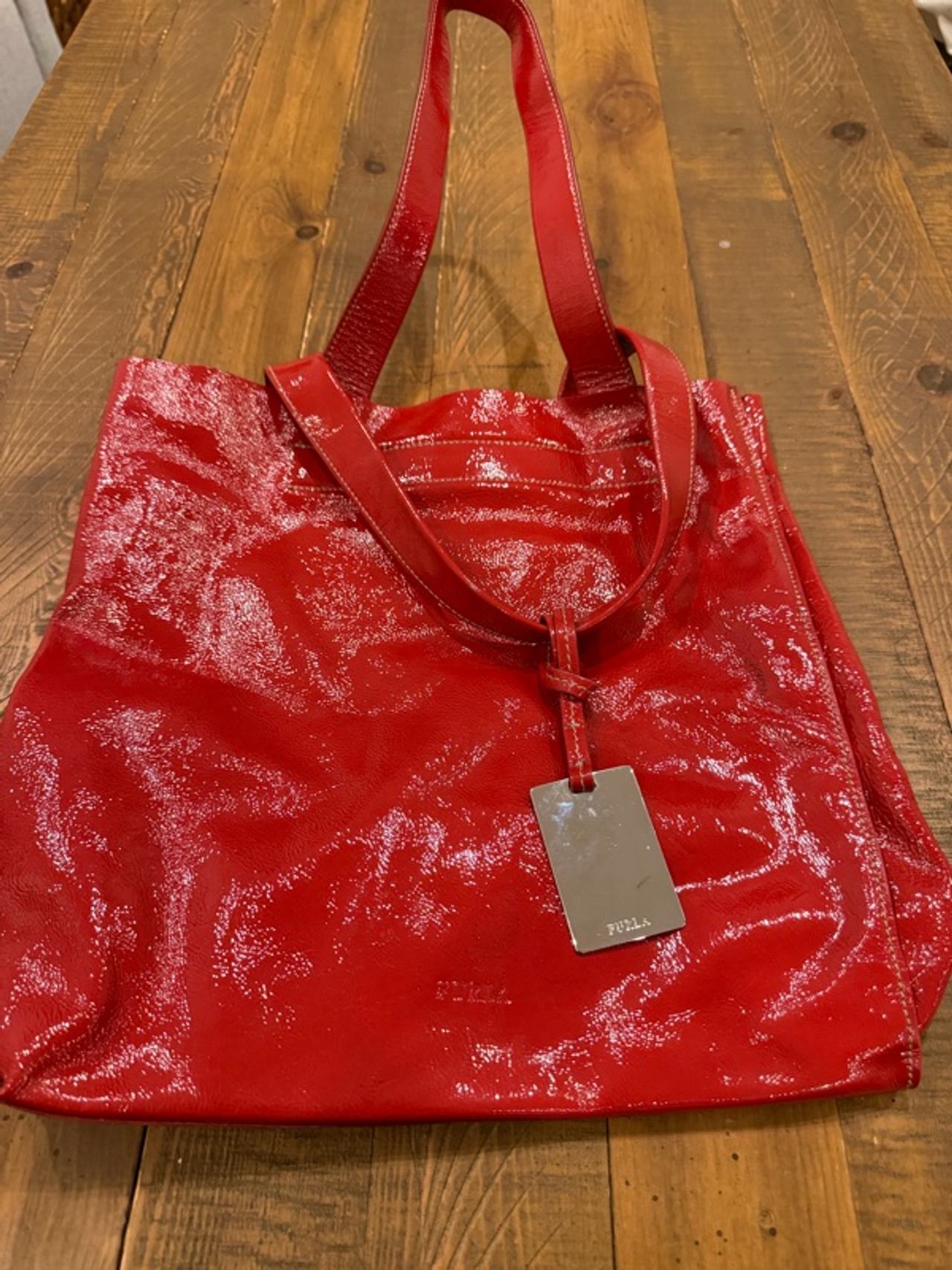 Furla Large Leather Tote Red Purse 