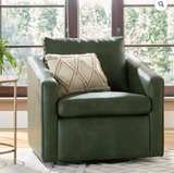 New Better Homes & Gardens Steele Swivel Accent Chair Olive Faux Leather - Image 1