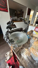 Art Nouveau Style Glass and Metal Fruit Bowl - Image 2