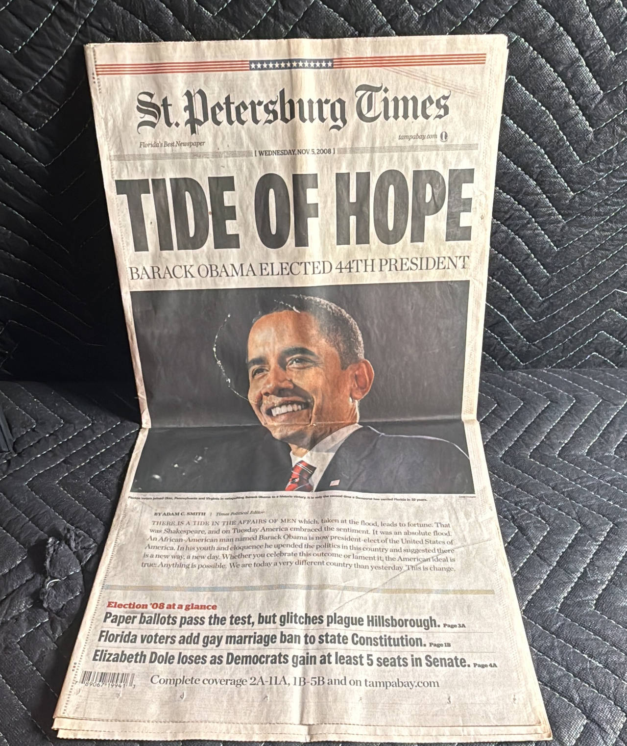 St. Petersburg Times November 5, 2008 Barack Obama Election Newspaper