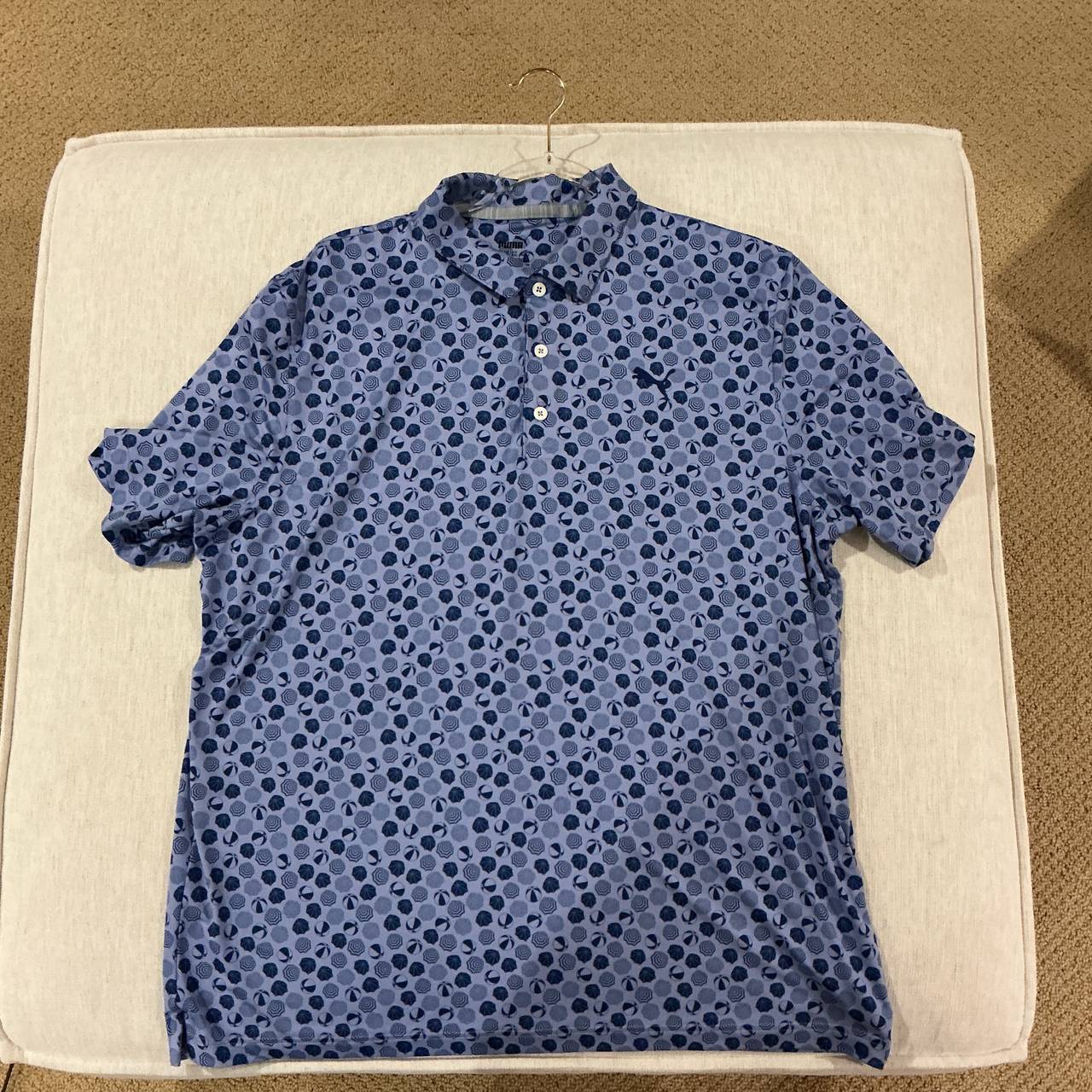Puma MATTR Golf Polo Blue Pattern