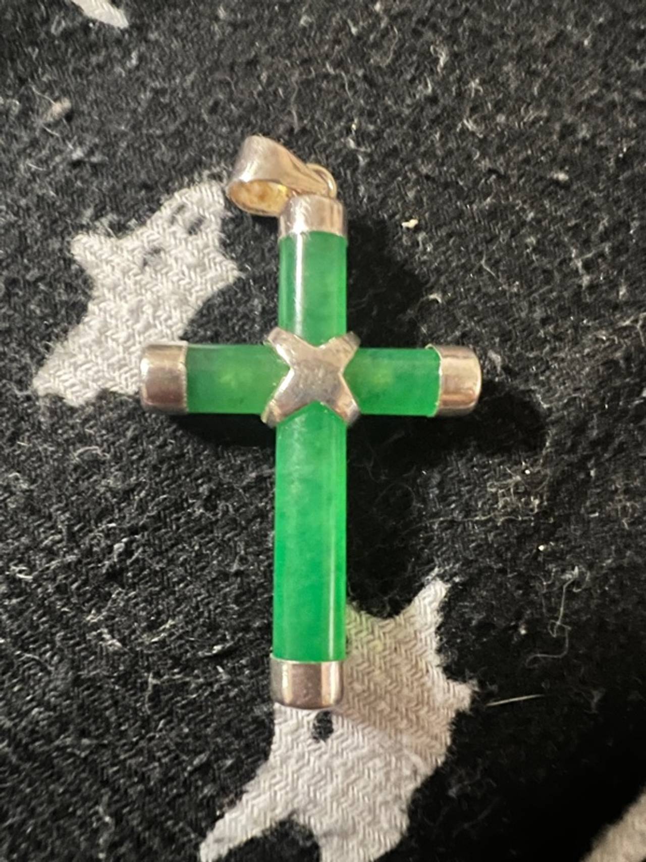 Green Jade Cross Pendant Necklace