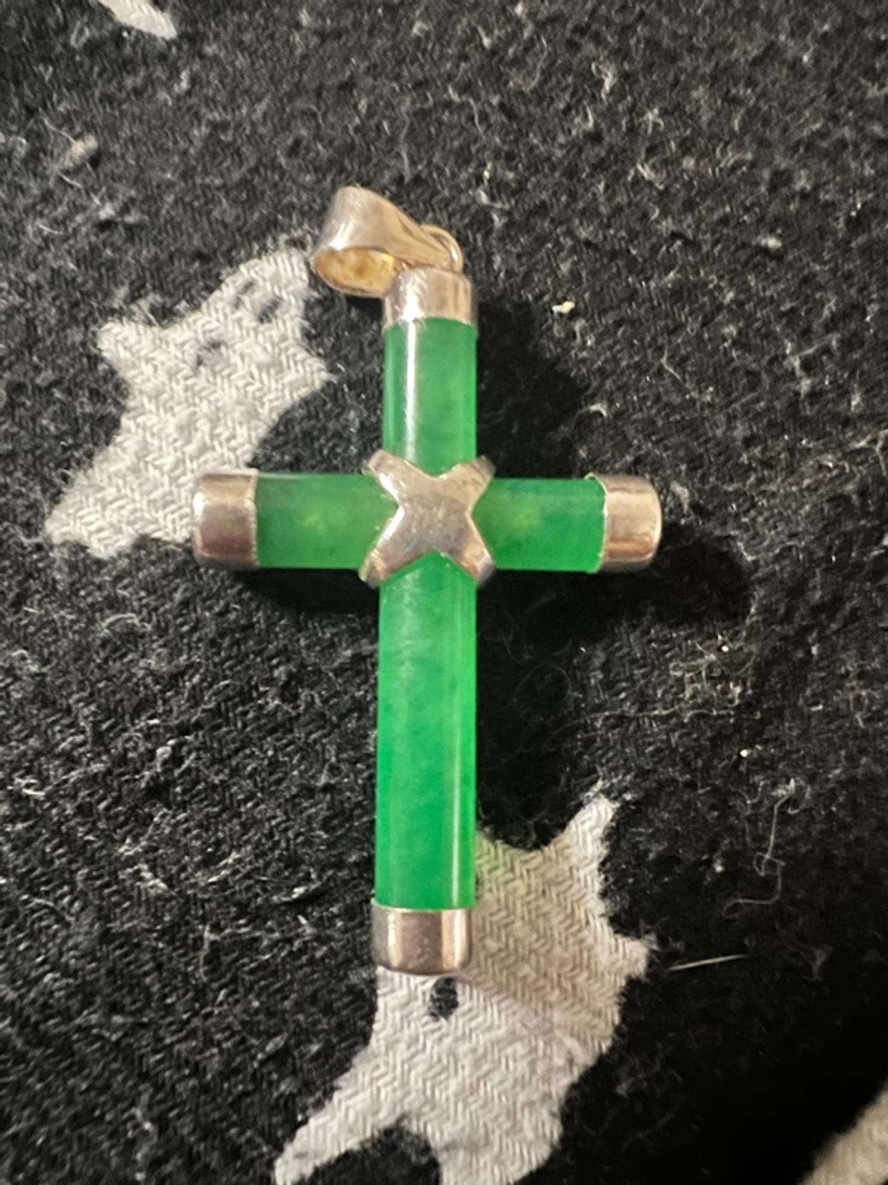 Green Jade Cross Pendant Necklace