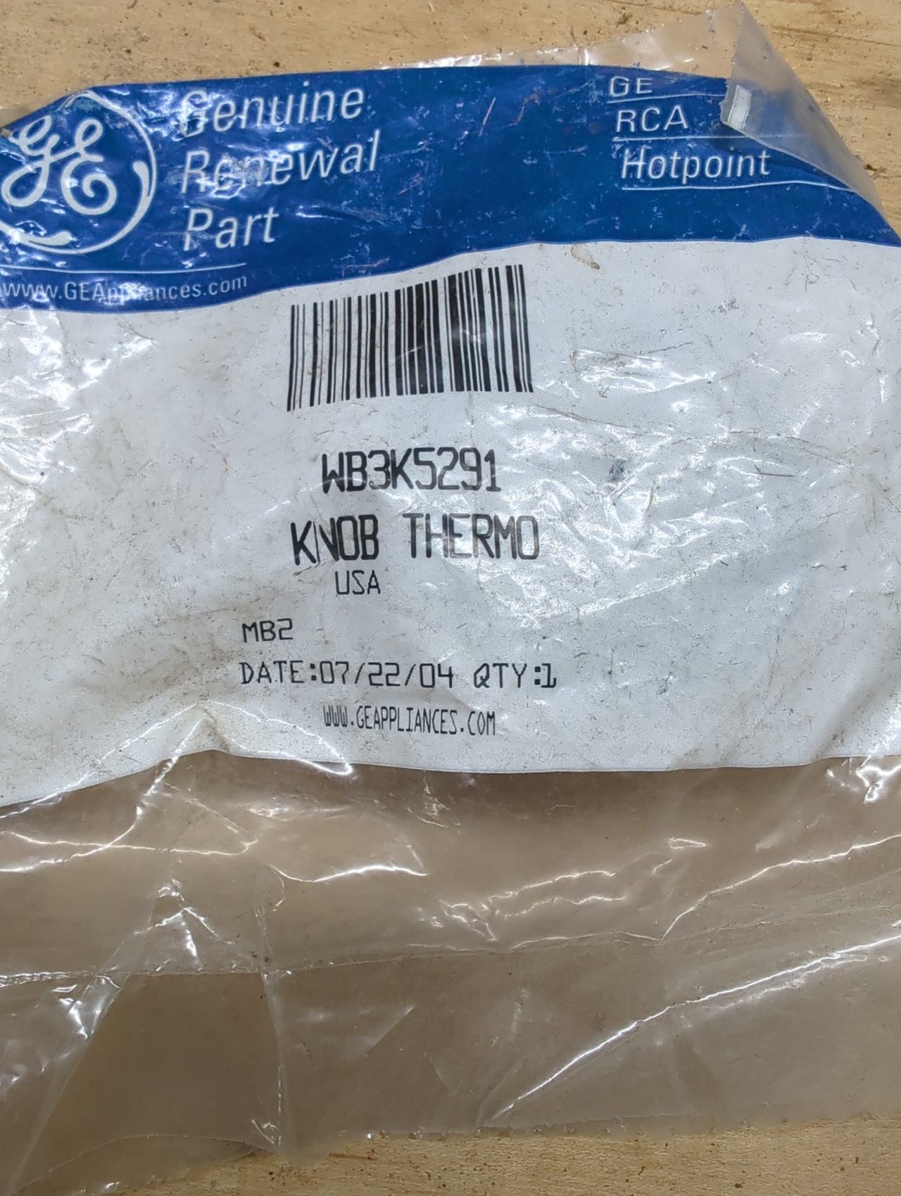 GE WB3K5291 Thermostat Knob