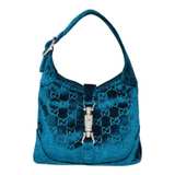 Gucci Jackie 1961 Small Velvet Shoulder Bag – Teal - Image 1