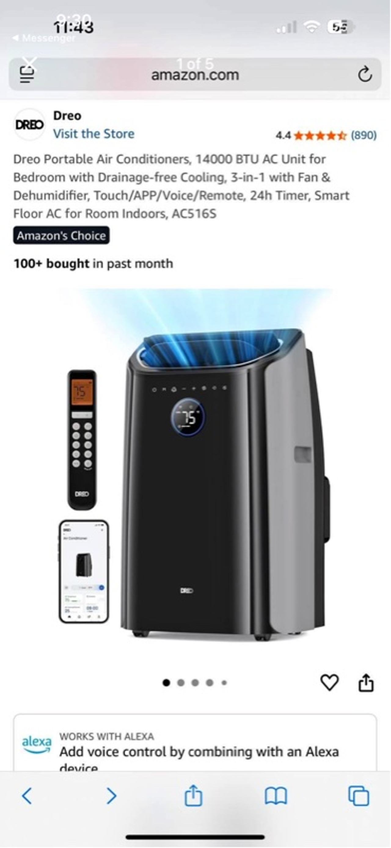 Dreo Smart Portable Air Conditioner White