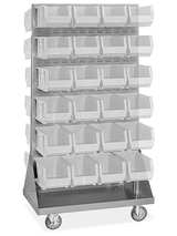 Uline Double-Sided Mobile Bin Rack - 36 x 24 x 60" - Image 1