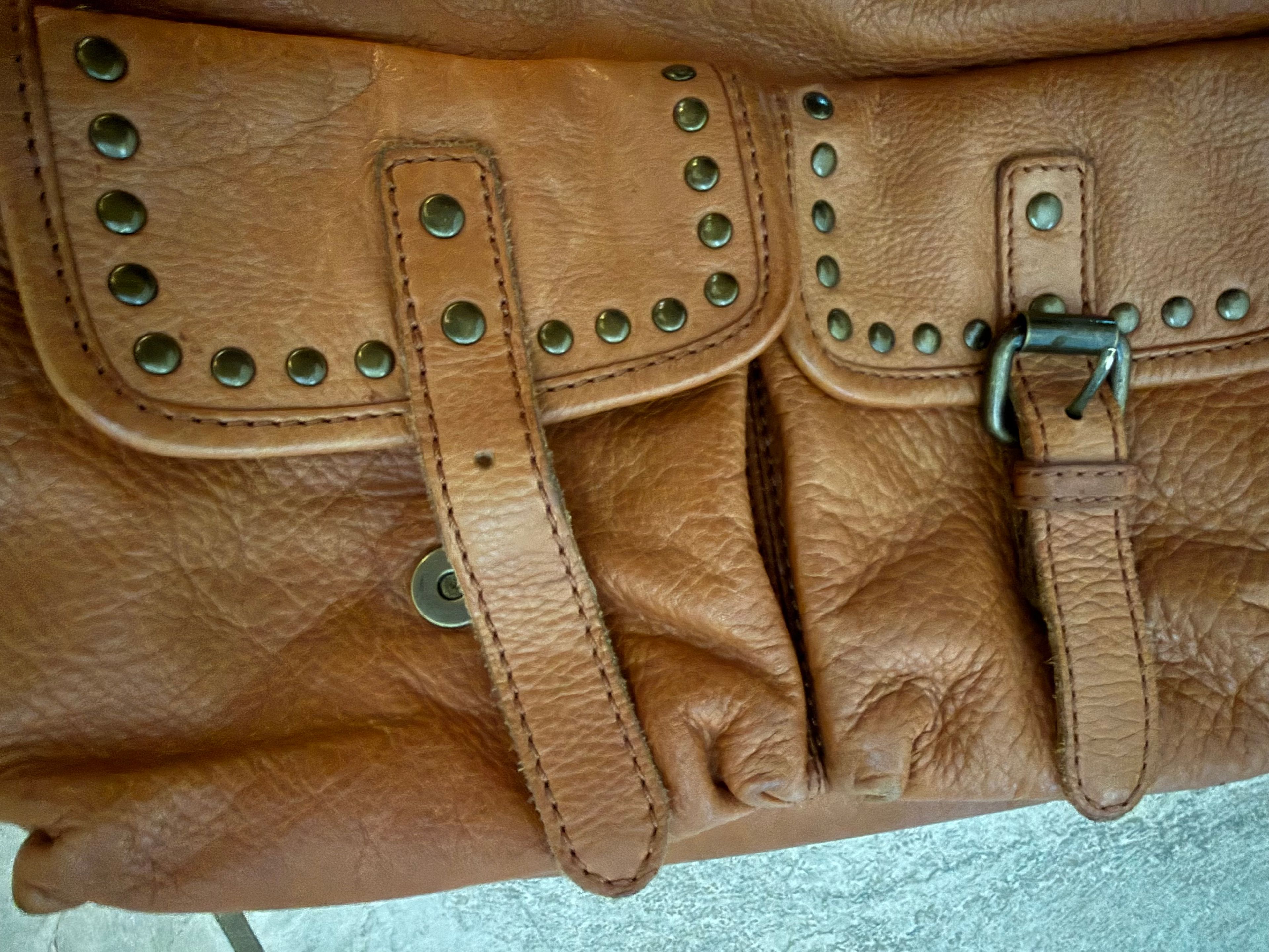 Ashwood Leather Brown Crossbody Bag with Studded Details - Image 4
