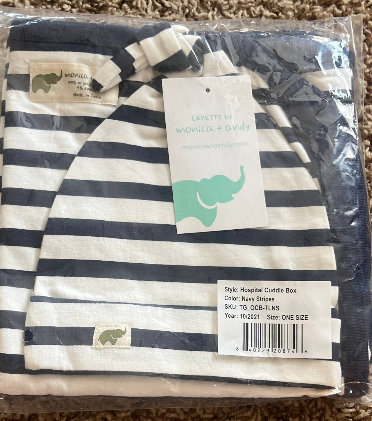 Monica + Andy Hospital Cuddle Box Navy Stripes one size