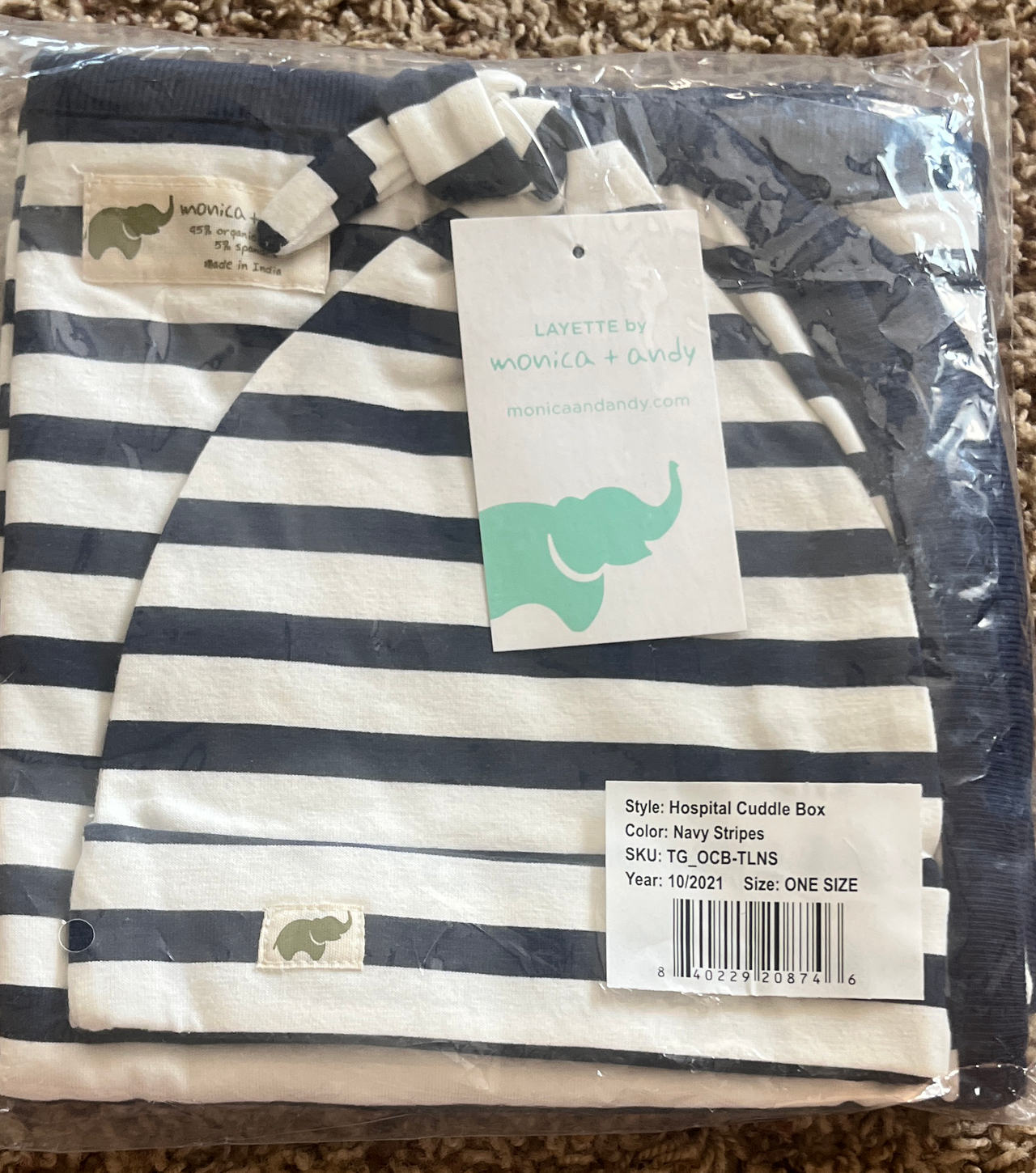 Monica + Andy Hospital Cuddle Box Navy Stripes one size