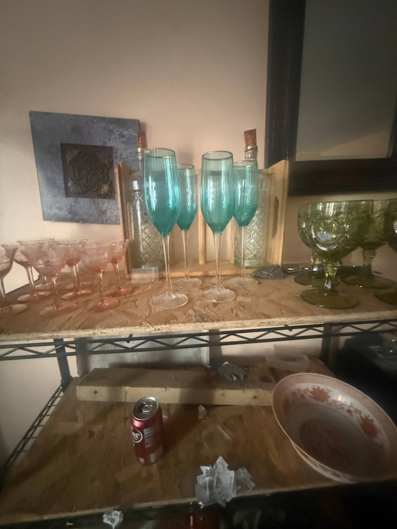 Teal Ribbed Champagne Flutes Set of 4
