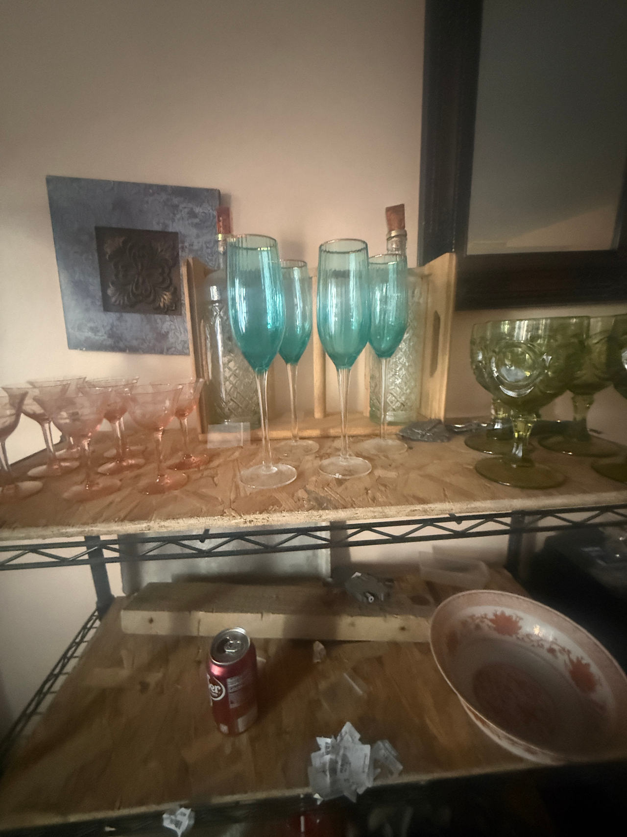 Teal Ribbed Champagne Flutes Set of 4