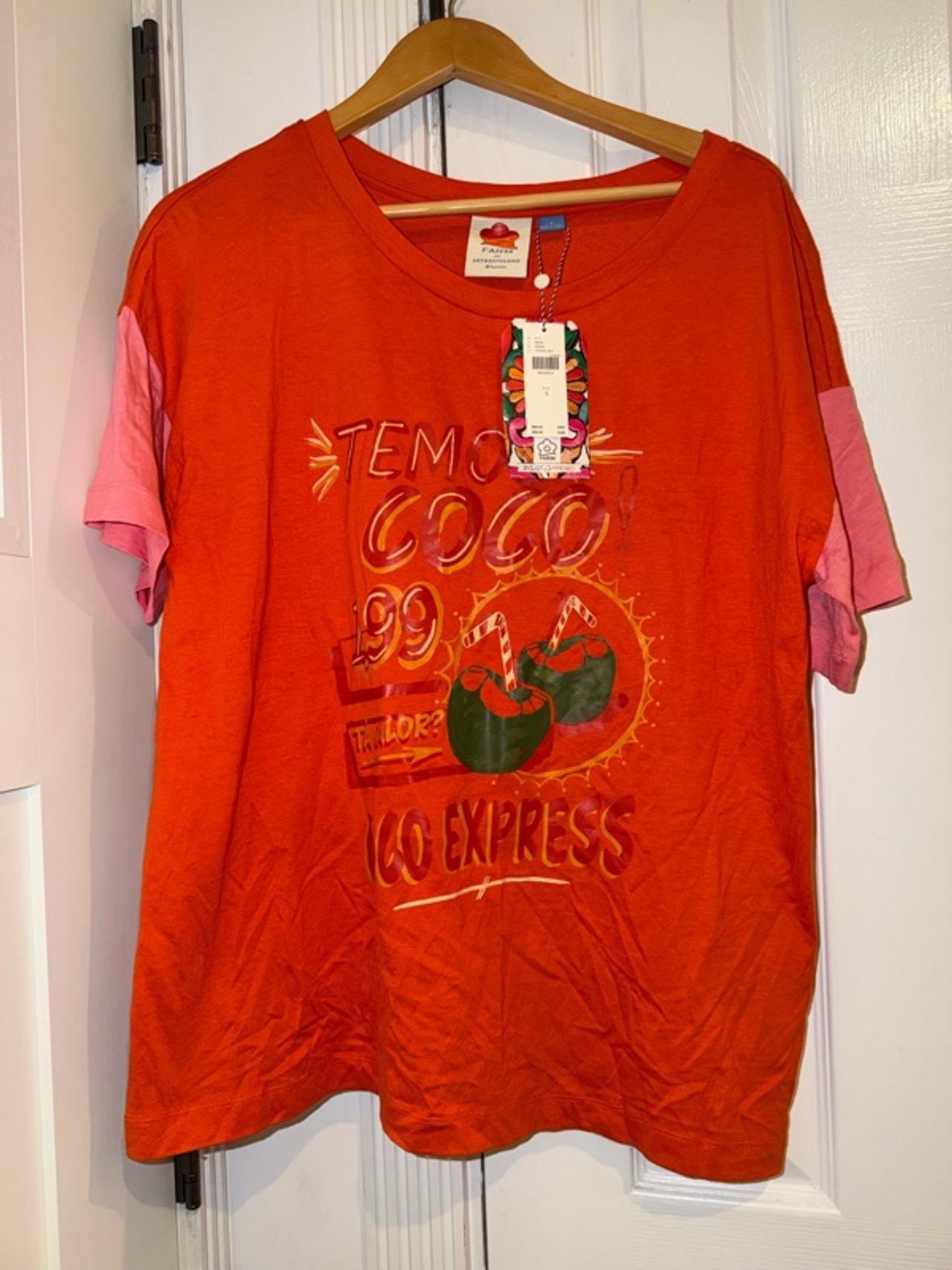 Farm for Anthropology Rio Graphic Print T-Shirt Red