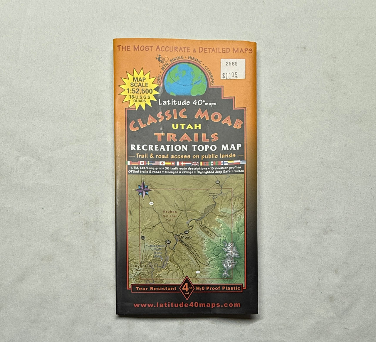 Latitude 40 Maps Classic Moab Utah Trails Recreation Topo Map
