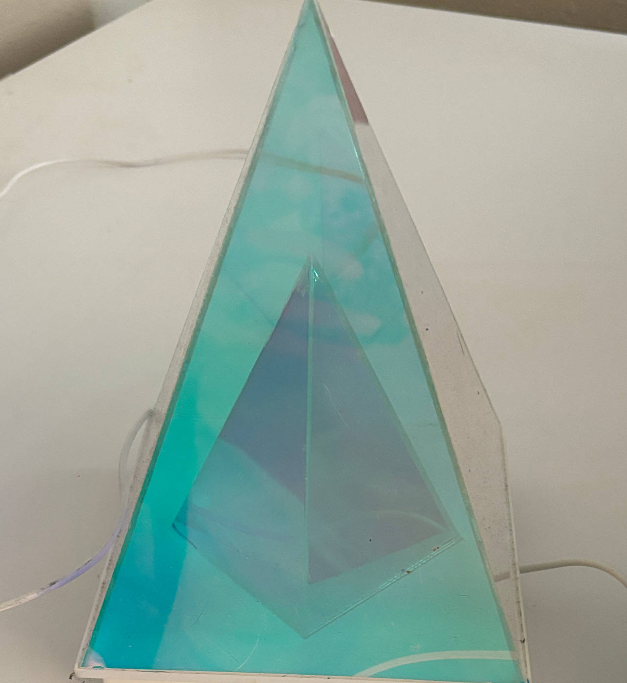 Iridescent Dichroic Pyramid LED Table Lamp