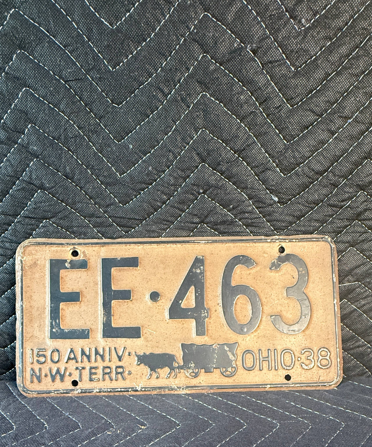 1938 Ohio Northwest Territory 150th Anniversary License Plate