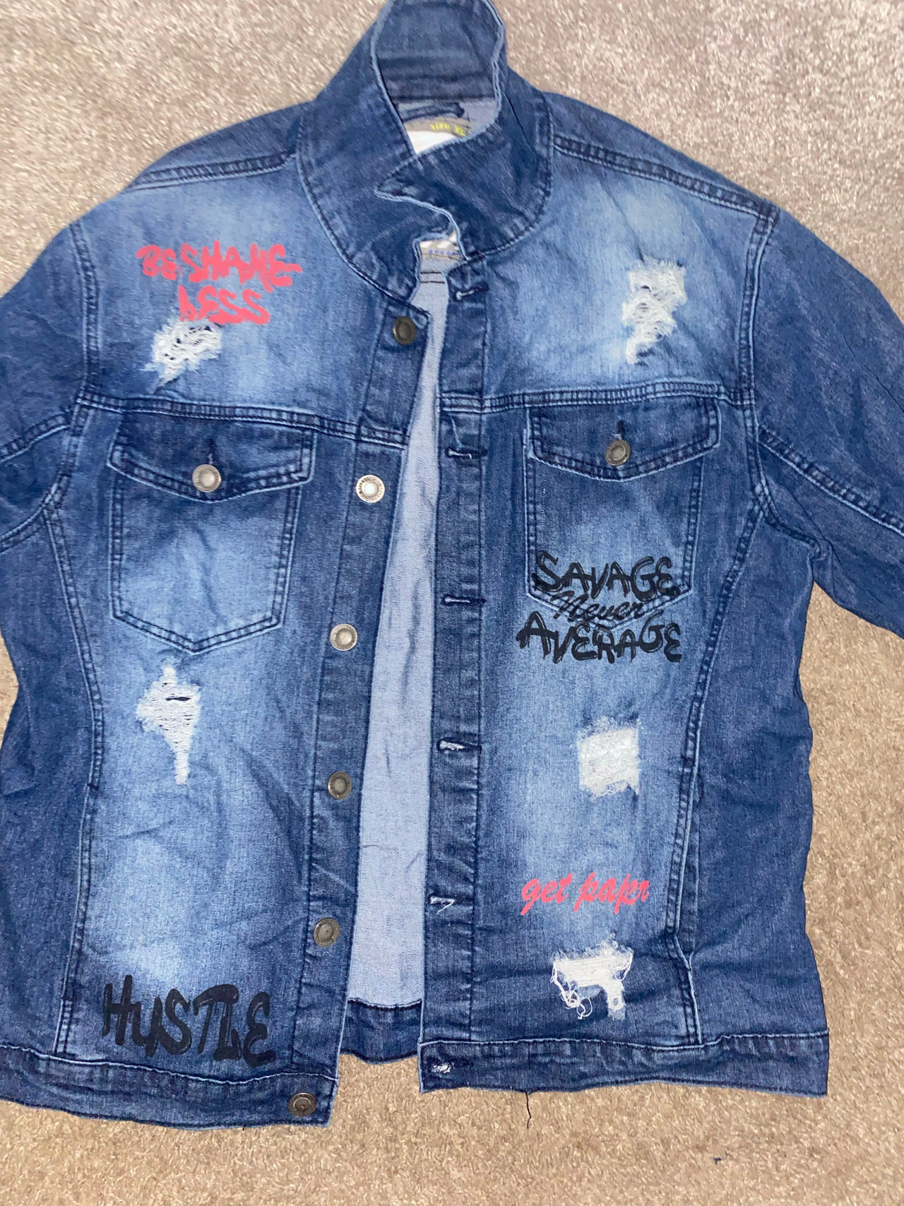 Distressed Graphic Denim Jacket