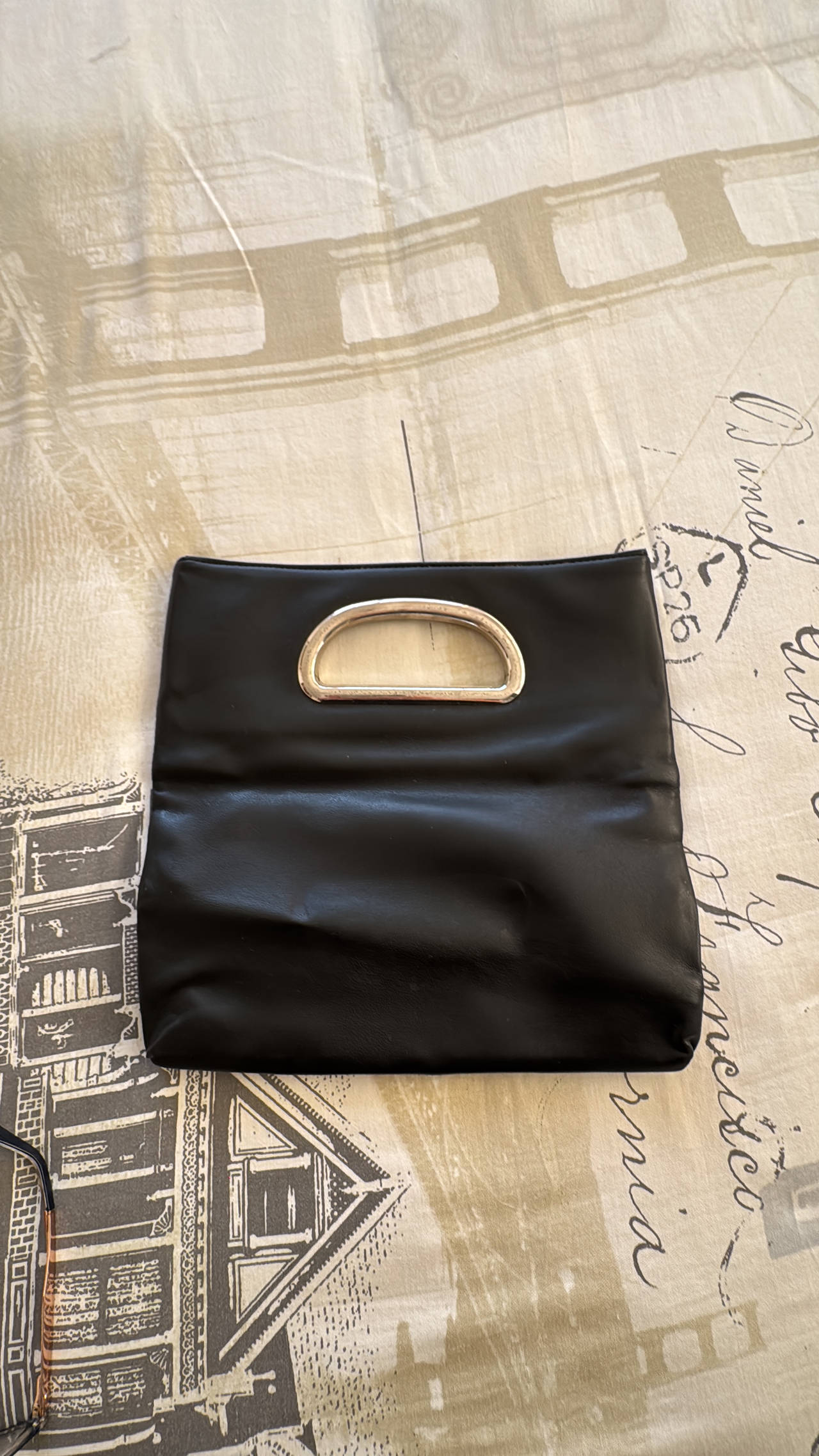 Black Faux Leather Clutch Bag