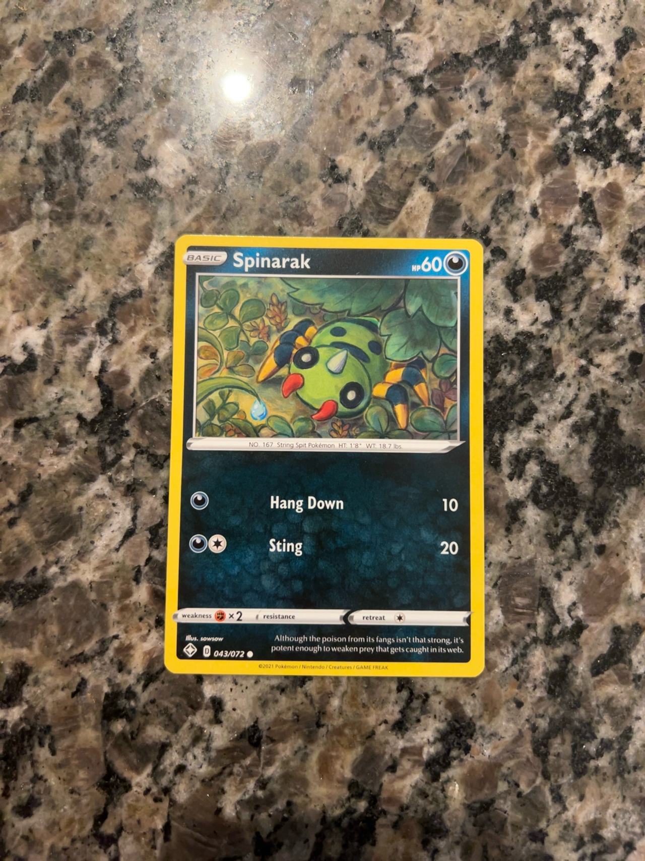 Pokemon Spinarak 043/072 Shining Fates Reverse Holo