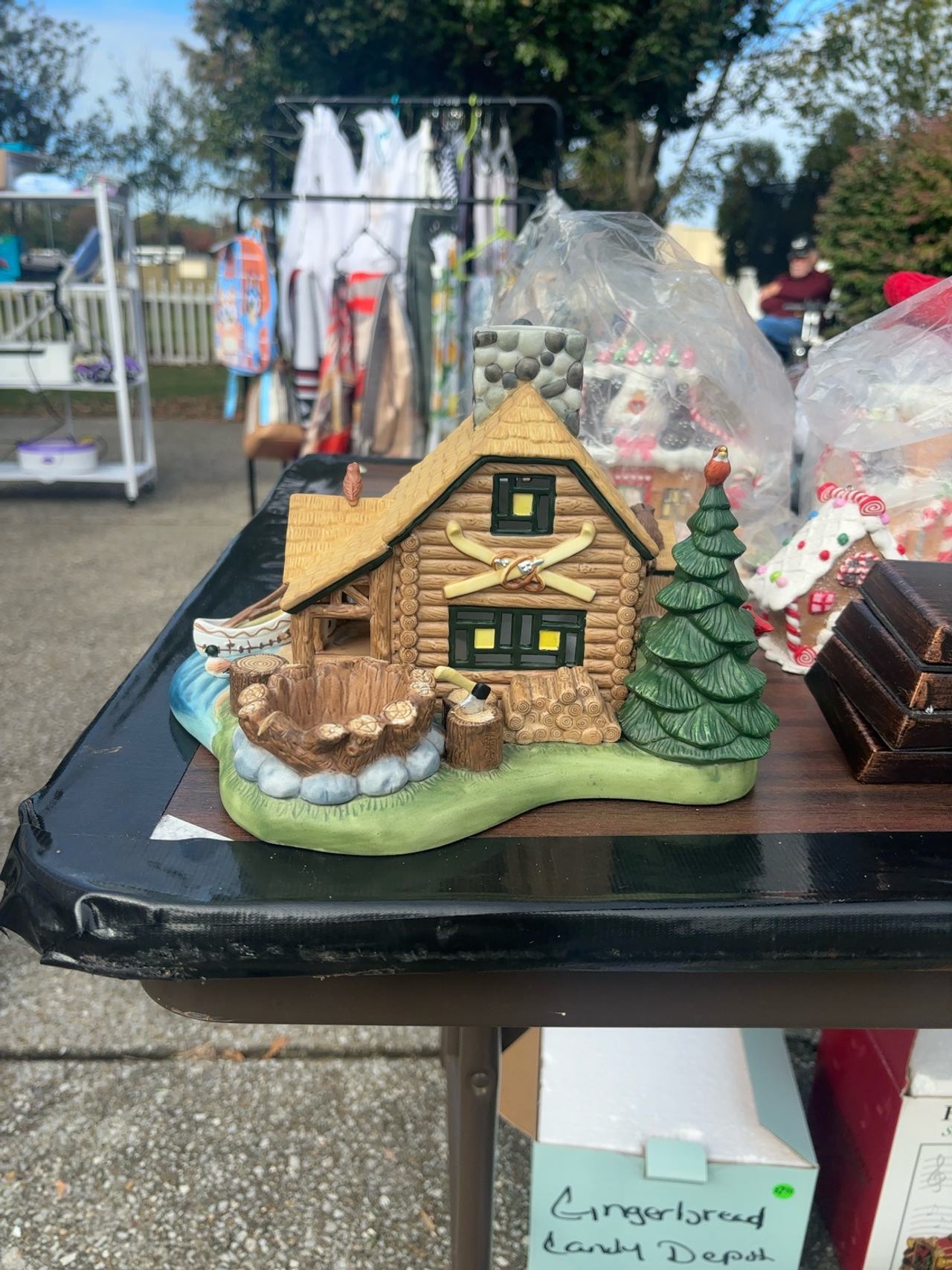 PartyLite Gone Fishing Log Cabin Tea Light Candle Holder