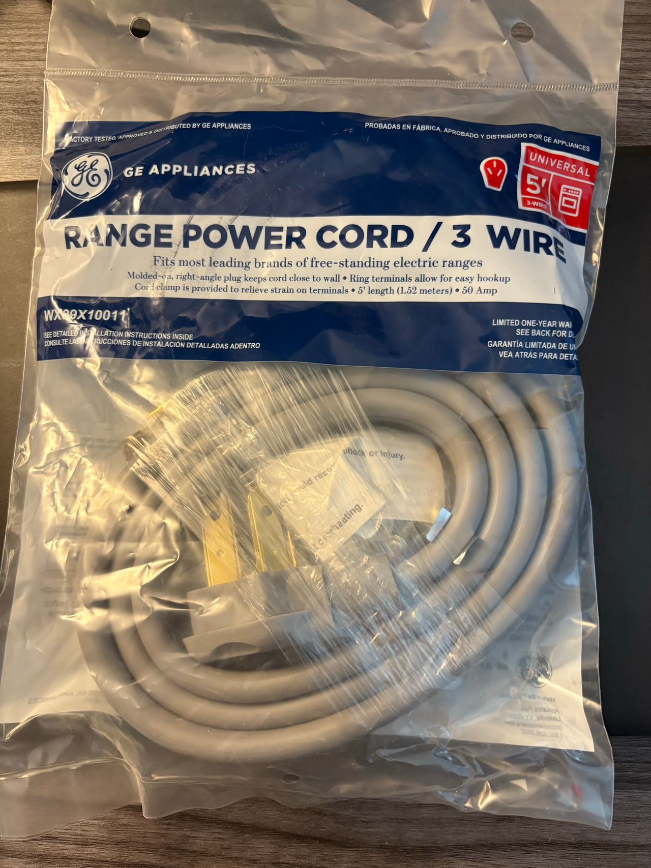 GE Range Power Cord 3 Wire