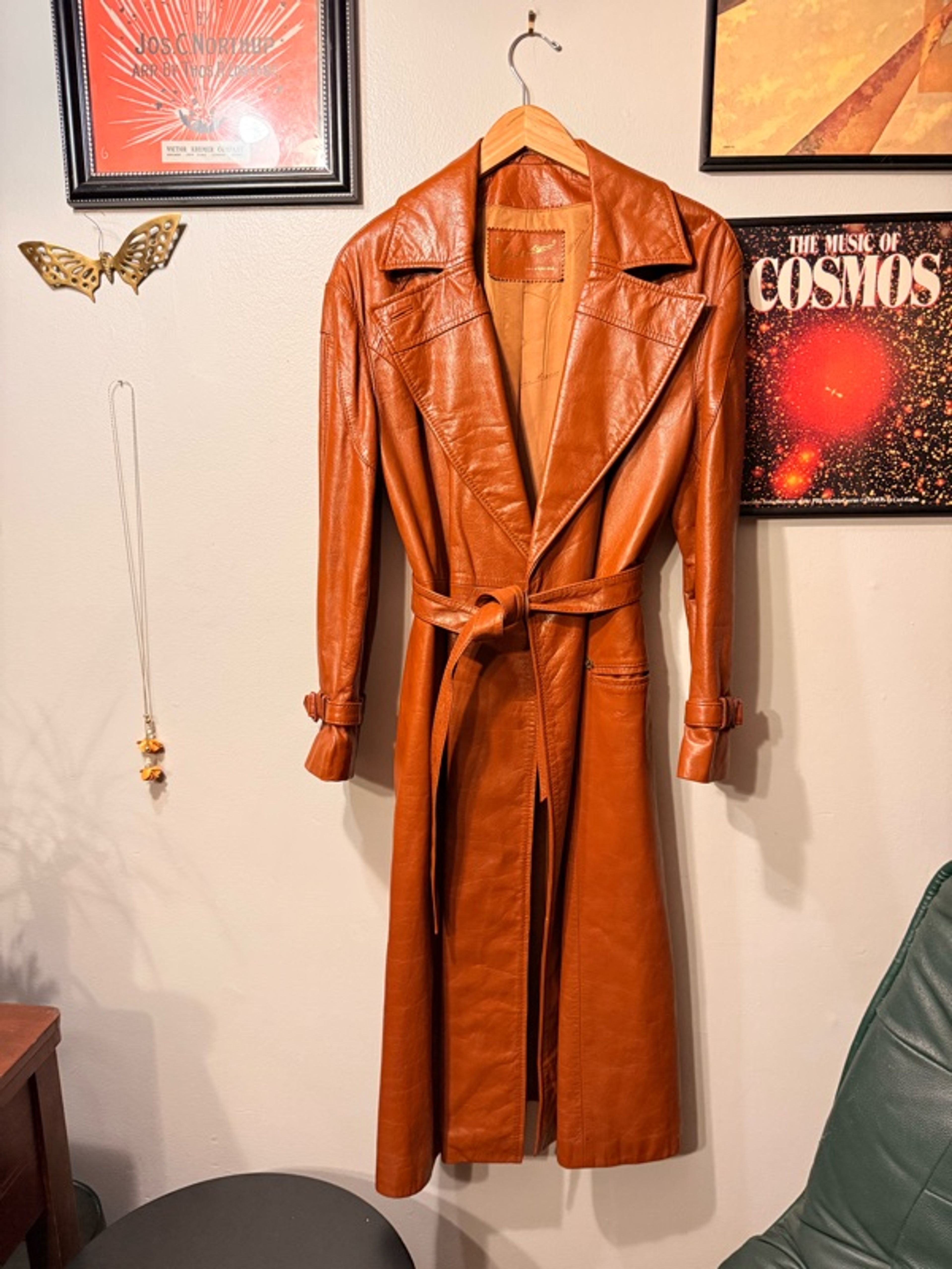 Montgomery Ward Vintage 70s Women's Leather Trench Coat