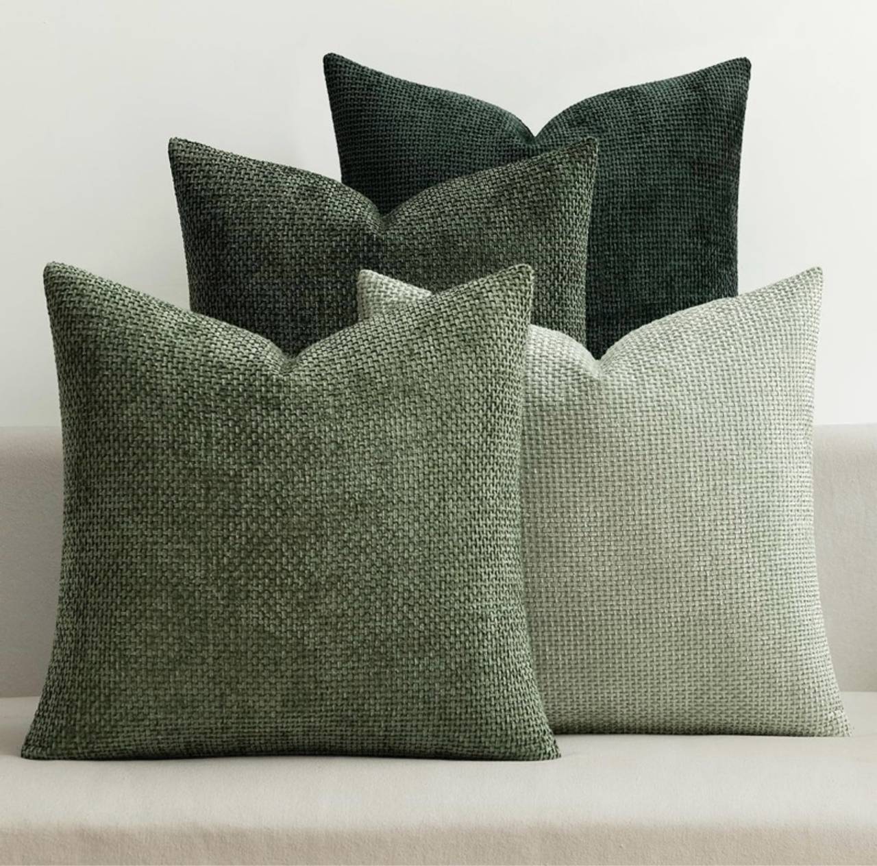 MIULEE Green Chenille Throw Pillow Cover Set (4-Pack)