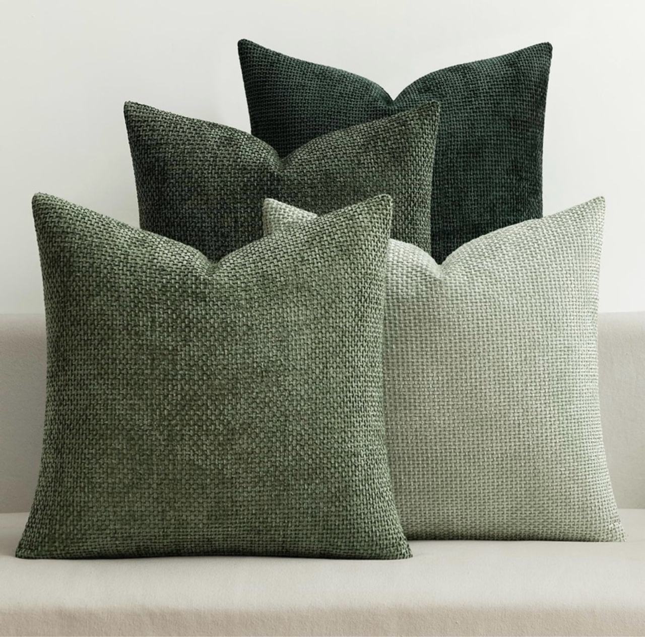 MIULEE Green Chenille Throw Pillow Cover Set (4-Pack)