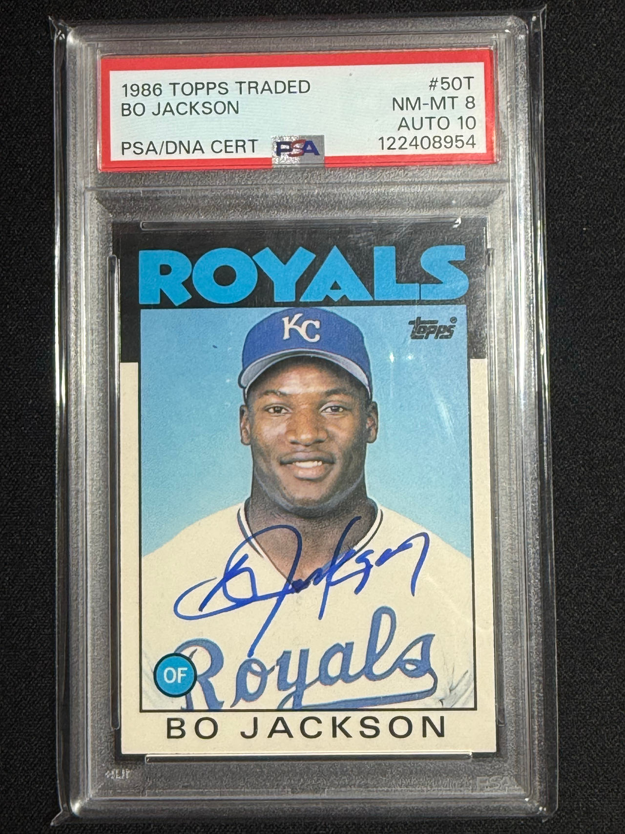 1986 Topps Traded Bo Jackson #50T Autographed PSA 8/10