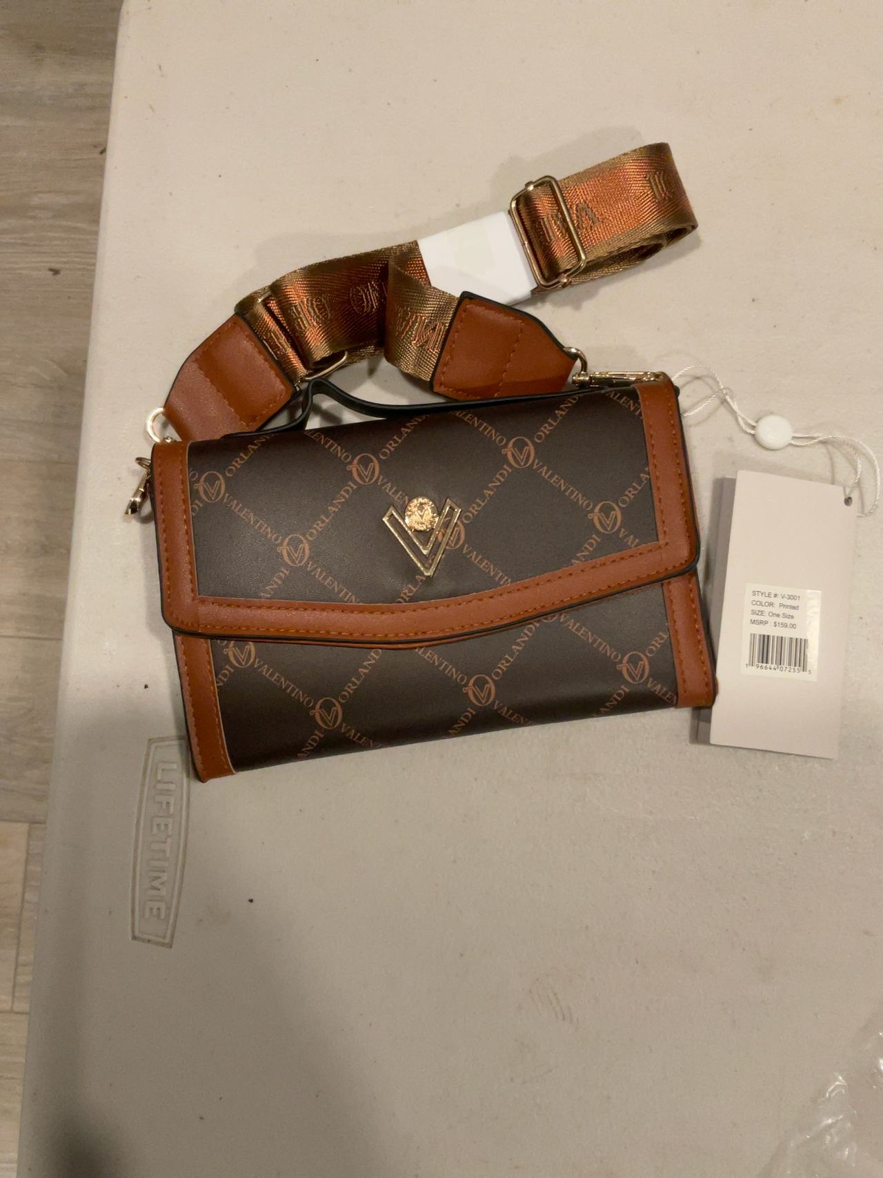 Valentino Orlandi Snap Close Printed Handbag Brown